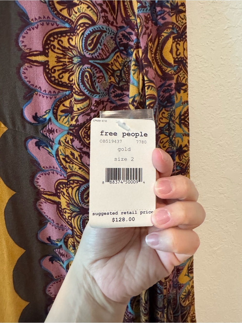Free People Paisley Keyhole Mini Dress in Mustard, Purple, and Black - Picture 3 of 6